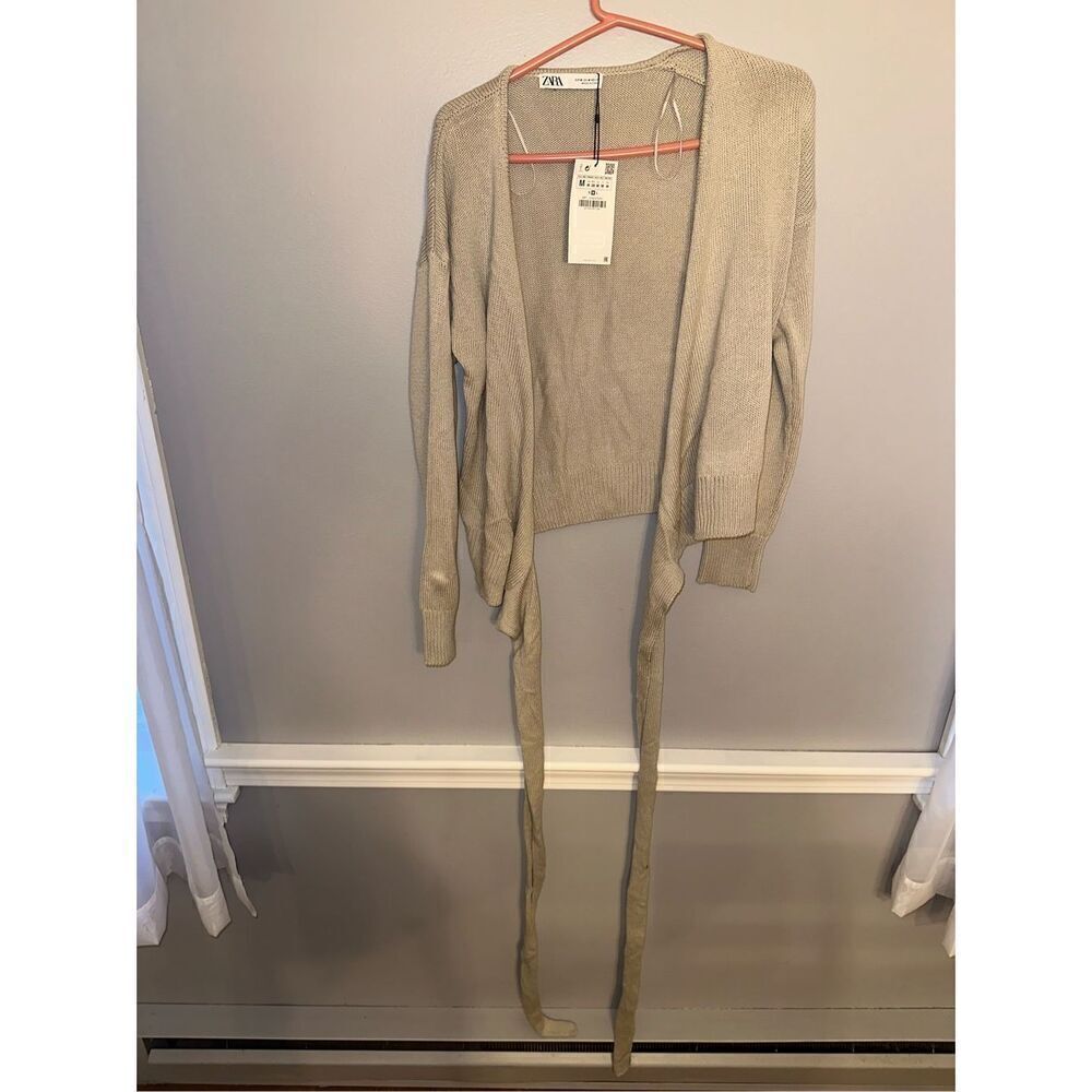 NWT Zara Beige Wrap Sweater Medium Knit